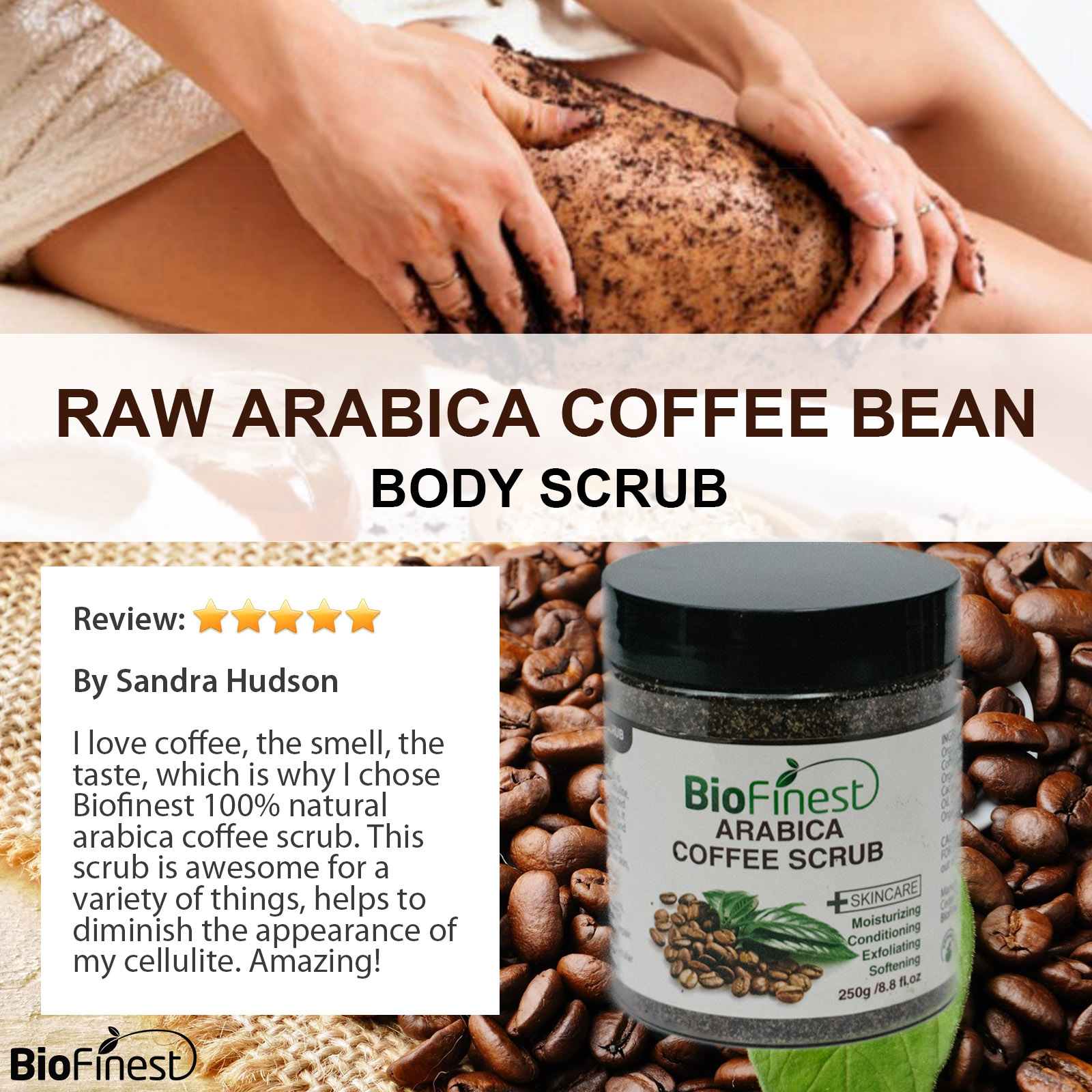 Arabica Coffee Scrub With Dead Sea Salt Olive Oil Shea Butter 4260